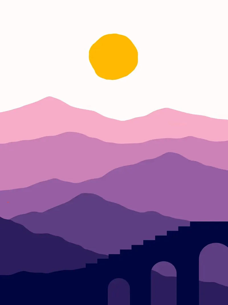Scale di montagna poster con telaio in legno da Maria Lang