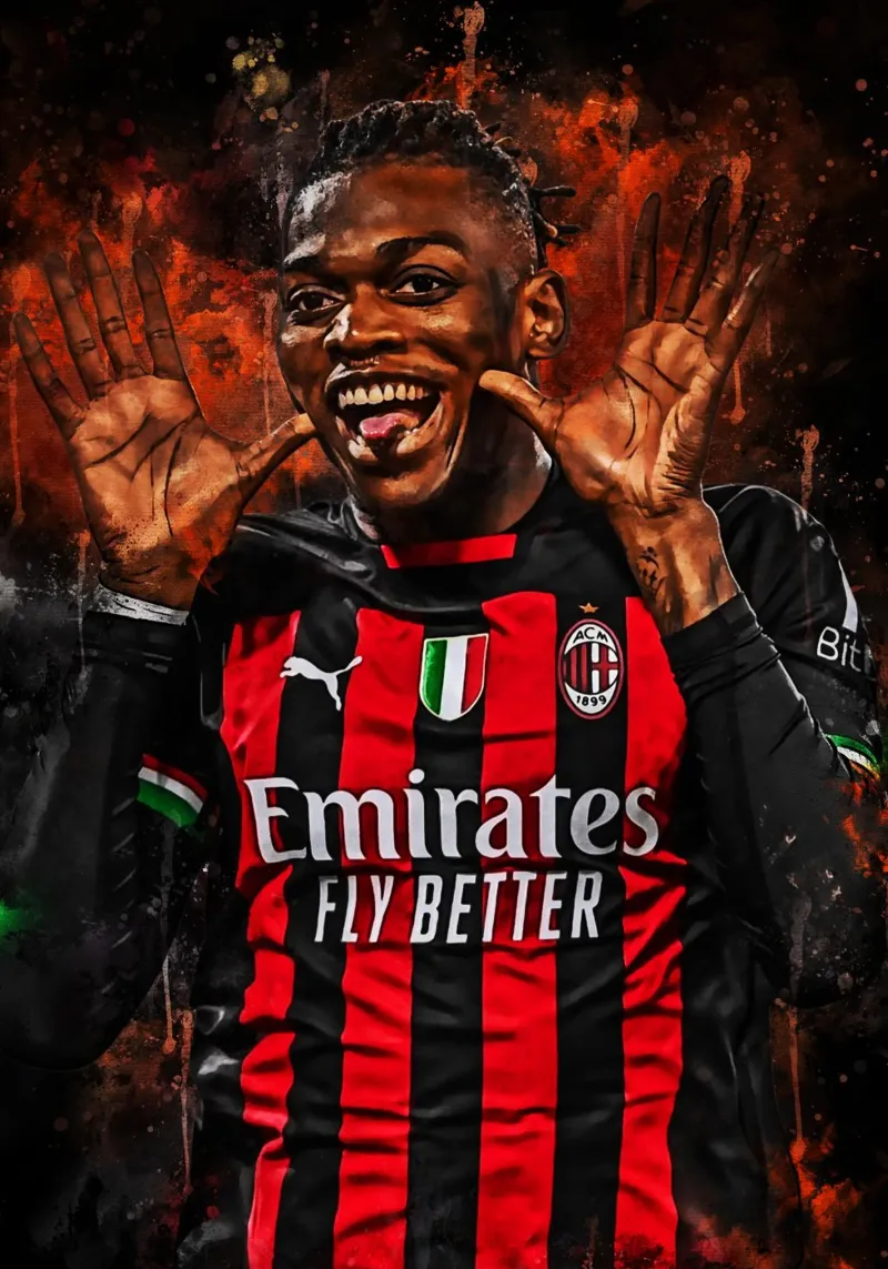 Rafael Leão poster con telaio in plastica da MasterInkArt