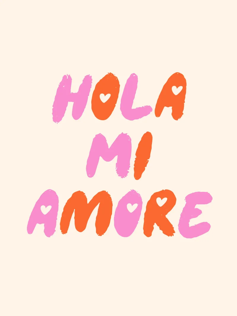Hola mi amore poster con telaio in alluminio da dericktype