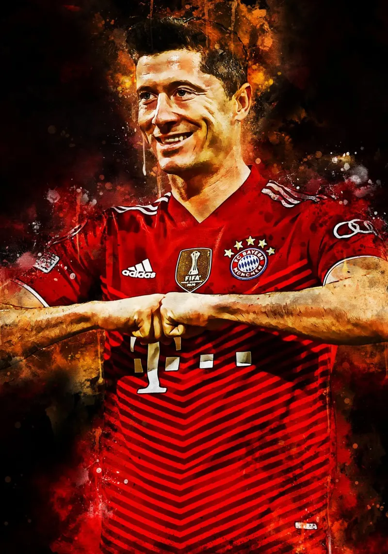 Robert Lewandowski poster con telaio in legno da MasterInkArt