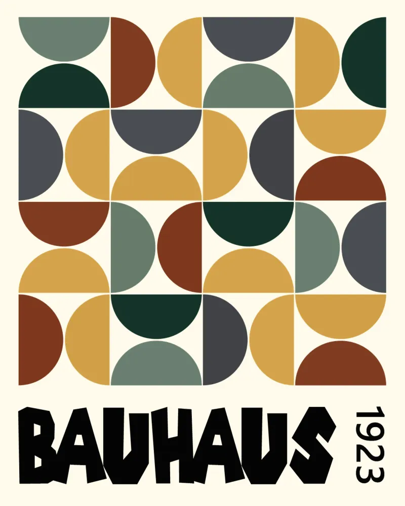 Autumn vibe Bauhaus shapes canvas with Floater frame by TijanaArtStudio88