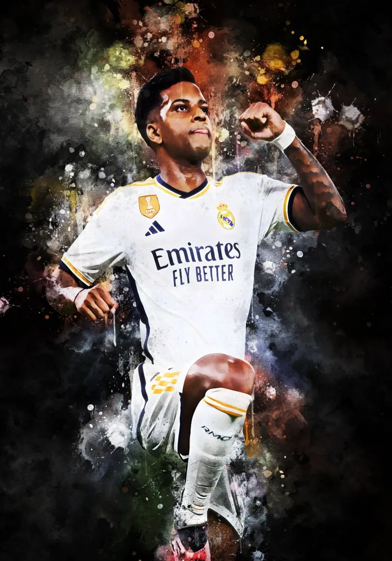 rodrygo real madrid poster con telaio in legno da MasterInkArt
