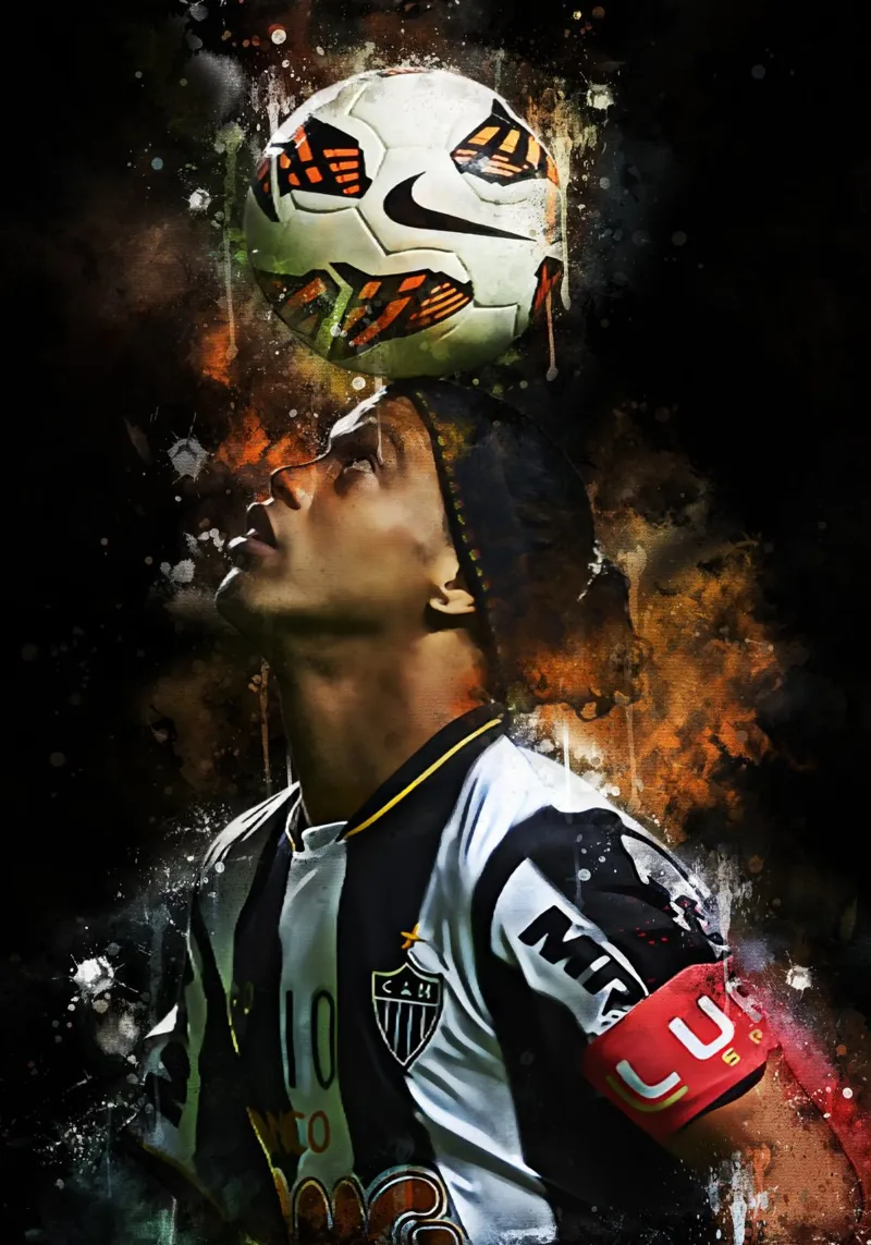 Ronaldinho of Atletico MG poster con telaio in plastica da MasterInkArt