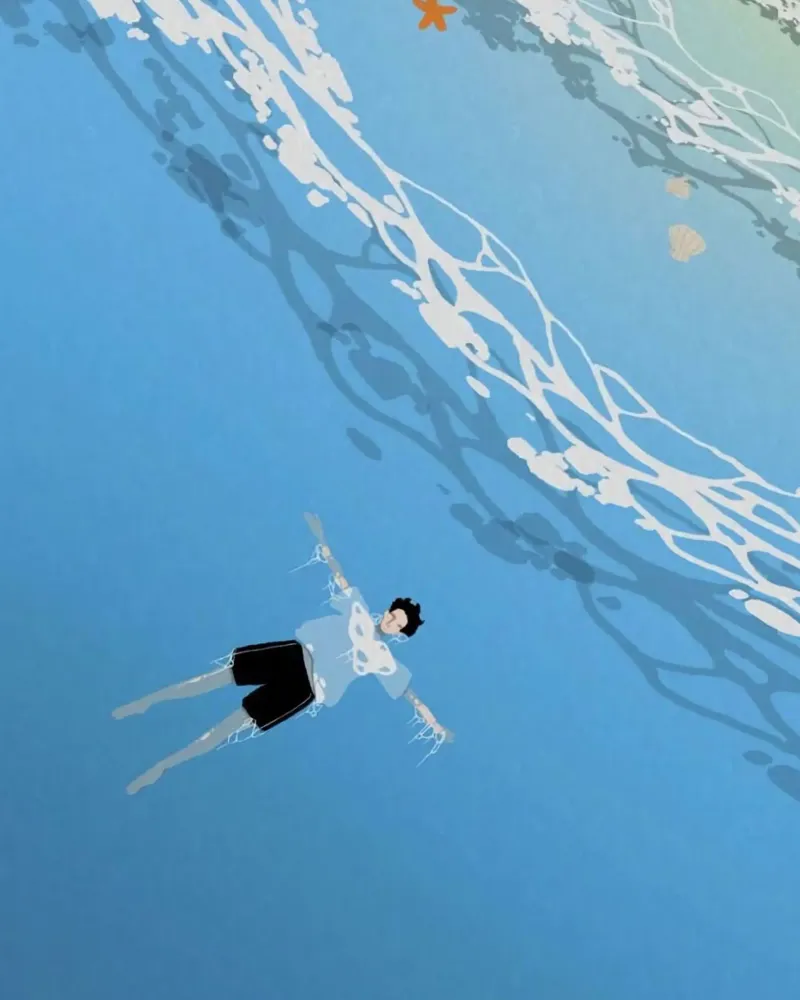 swiming on tela con Cornice a cassetta da lifeline