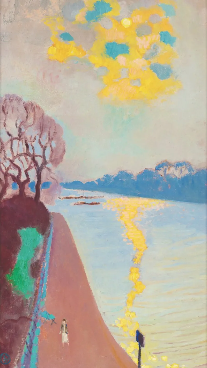 La luce del sole sul fiume di Maurice Denis poster con telaio in plastica da Venus Art