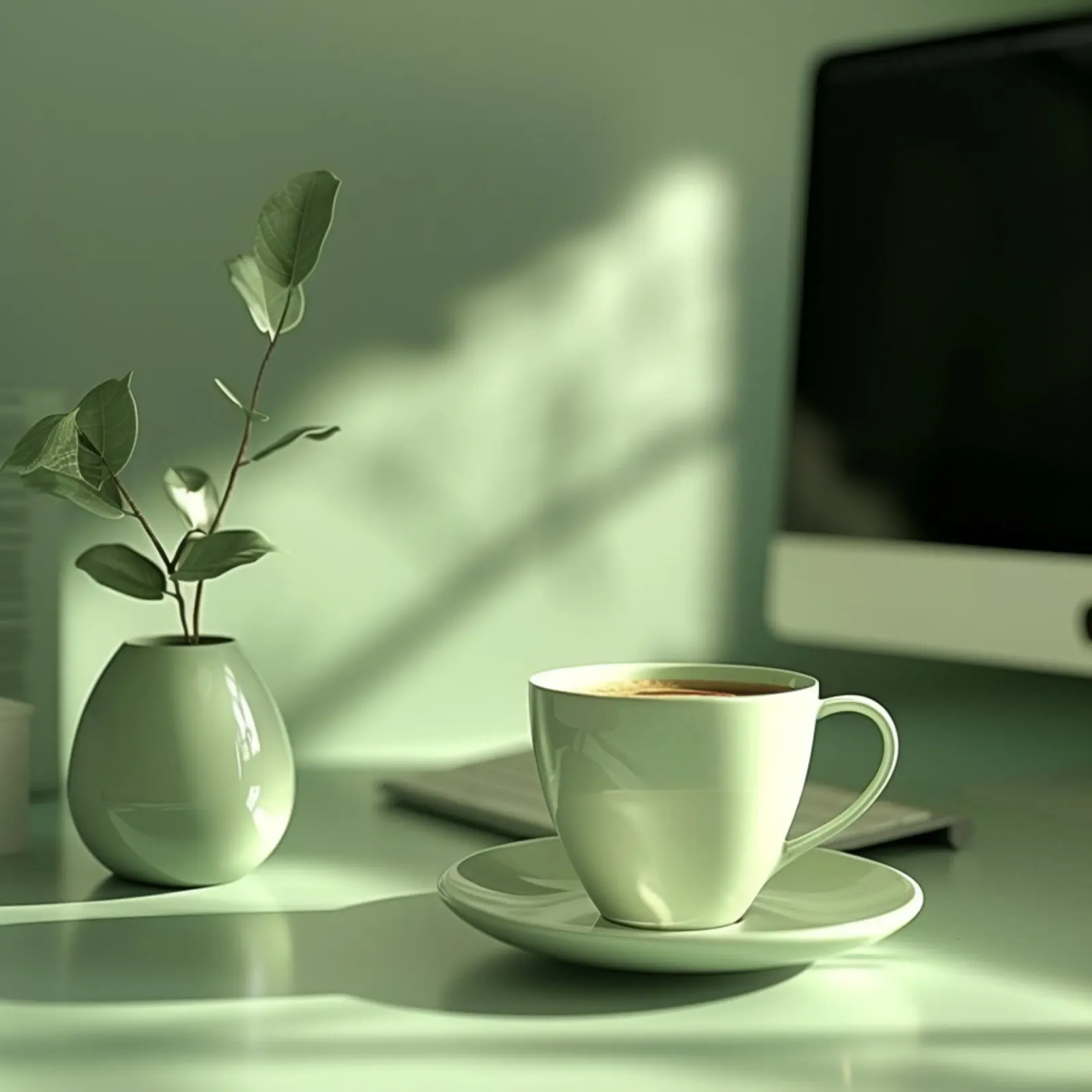 Groene rust canvas met Baklijst van StillVibe Home