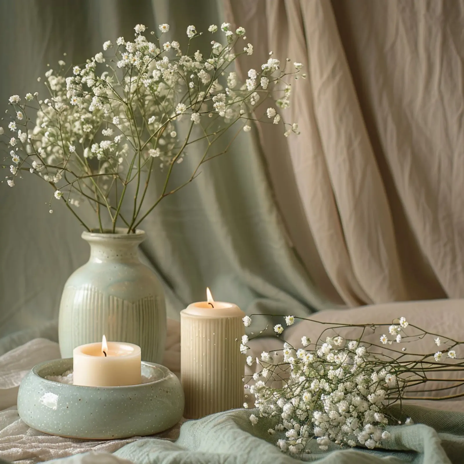 Groene rust canvas met Baklijst van StillVibe Home
