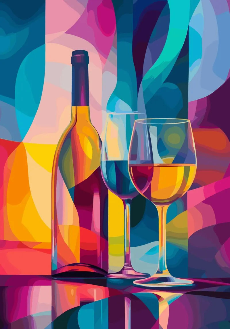 Composizione astratta del vino a colori poster con telaio in alluminio da pixelbull - medieval art and more