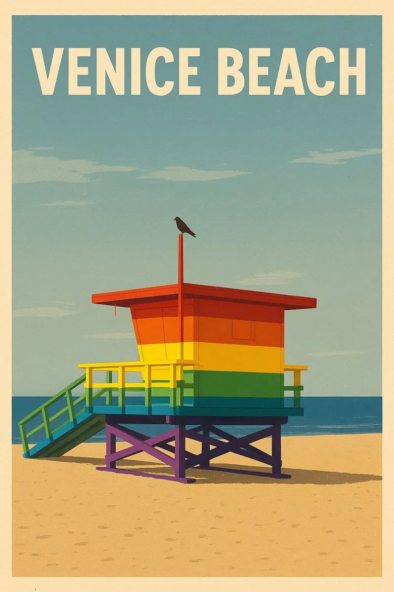 Venice Beach Lifeguard Tower poster da WildTravelArt
