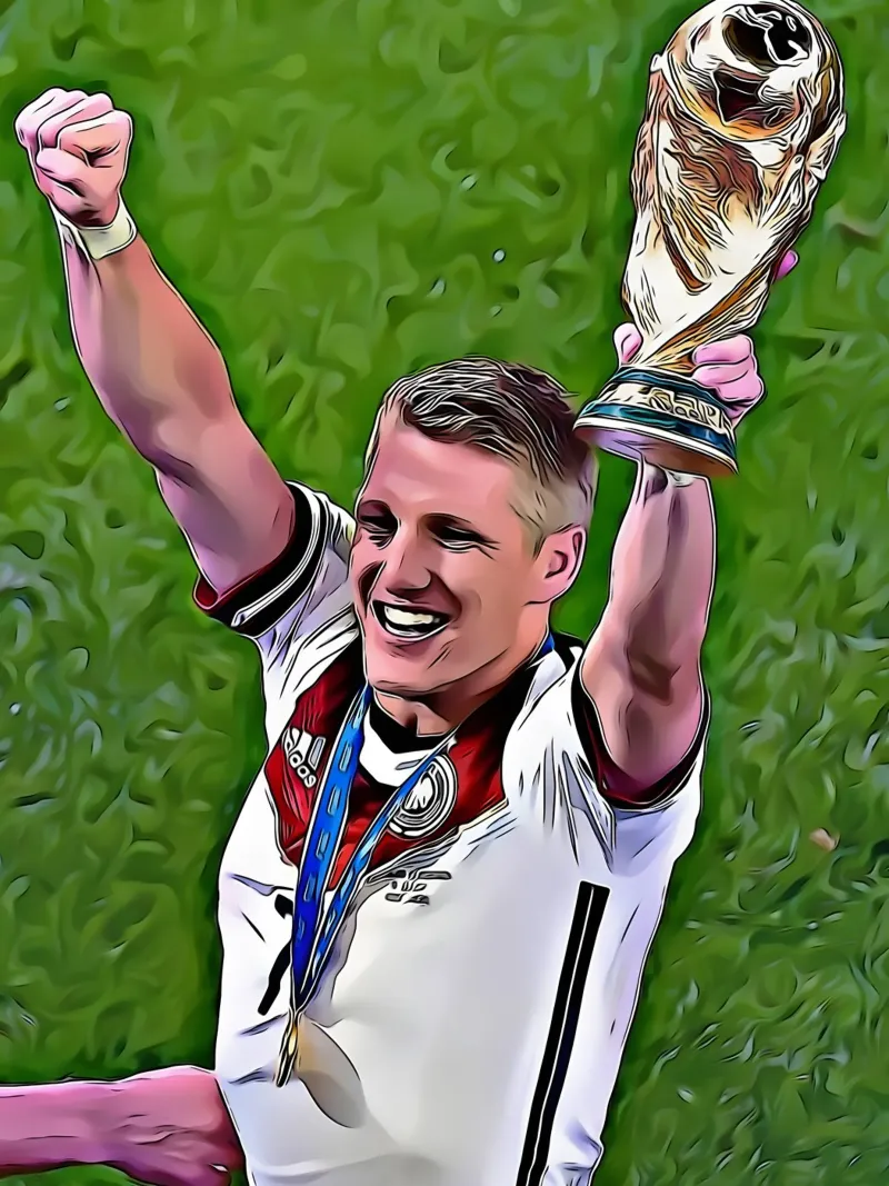 Bastian Schweinsteiger festeggia la vittoria della Coppa del Mondo con i suoi compagni di squadra. poster da dark eagle