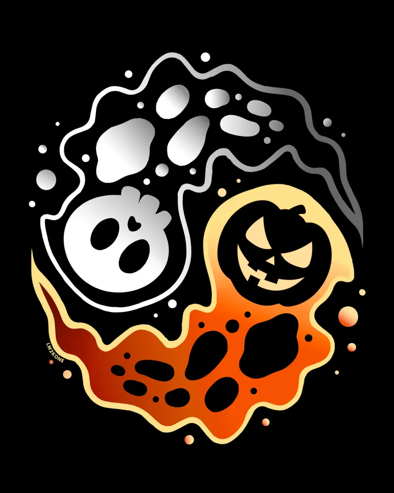 Ying Yang Halloween poster con telaio in alluminio da LM2KONE