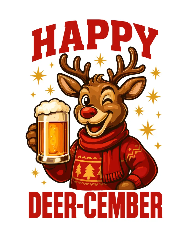Joyeux décembre des cerfs - Drôle de bière poster avec cadre en aluminium de LM2KONE