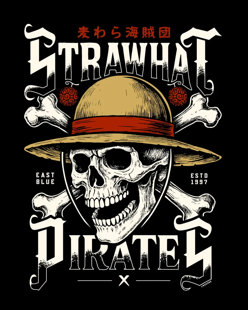 Pirati di Cappello di Paglia - Jolly Roger poster con telaio in legno da LM2KONE