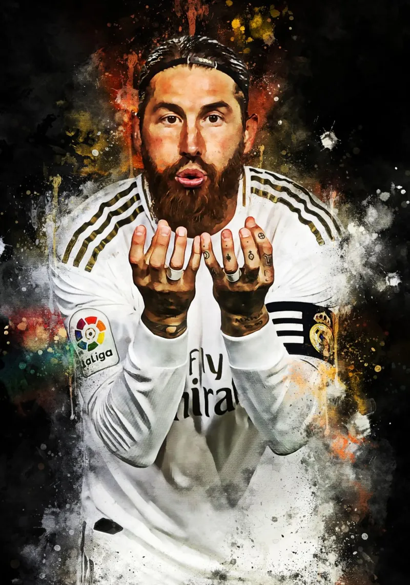 Sergio Ramos poster con telaio in plastica da MasterInkArt
