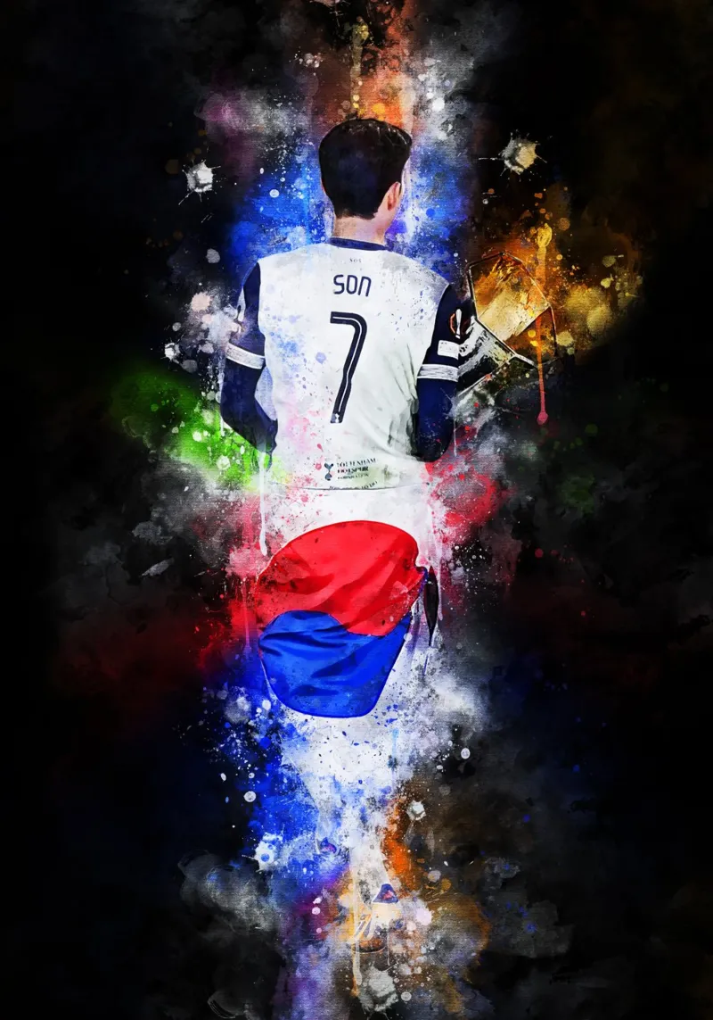 Son Heung-Min poster con telaio in legno da MasterInkArt