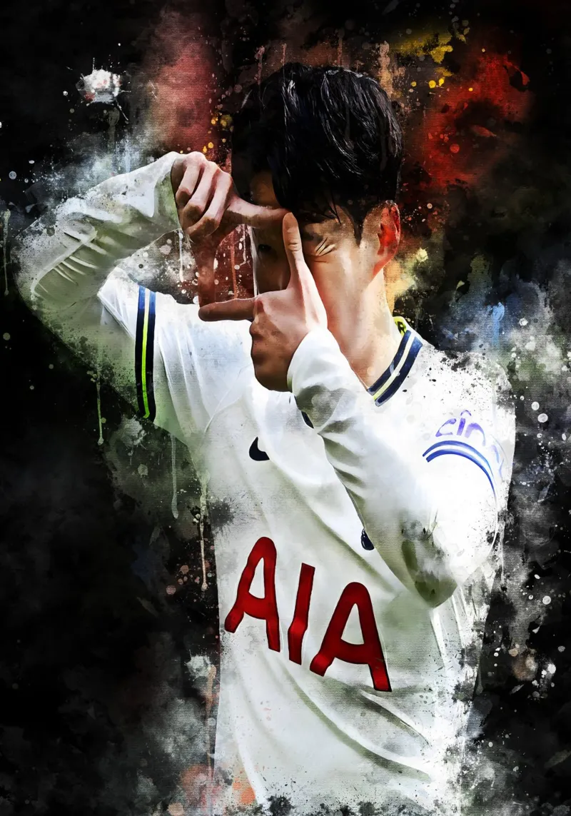 Son Heung-Min poster con telaio in alluminio da MasterInkArt
