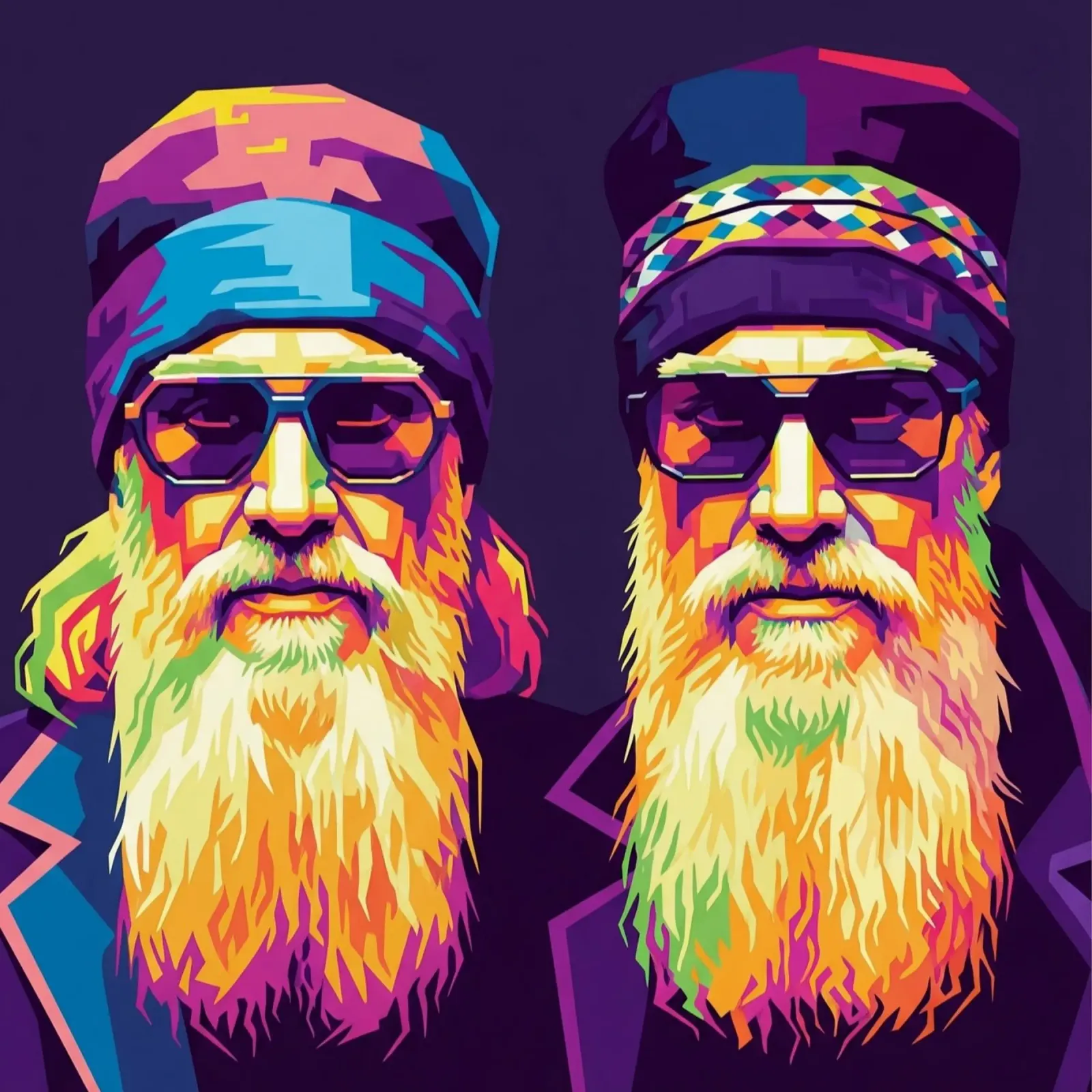 Ritratto pop art degli ZZ TOP poster con telaio in legno da Hantamrata