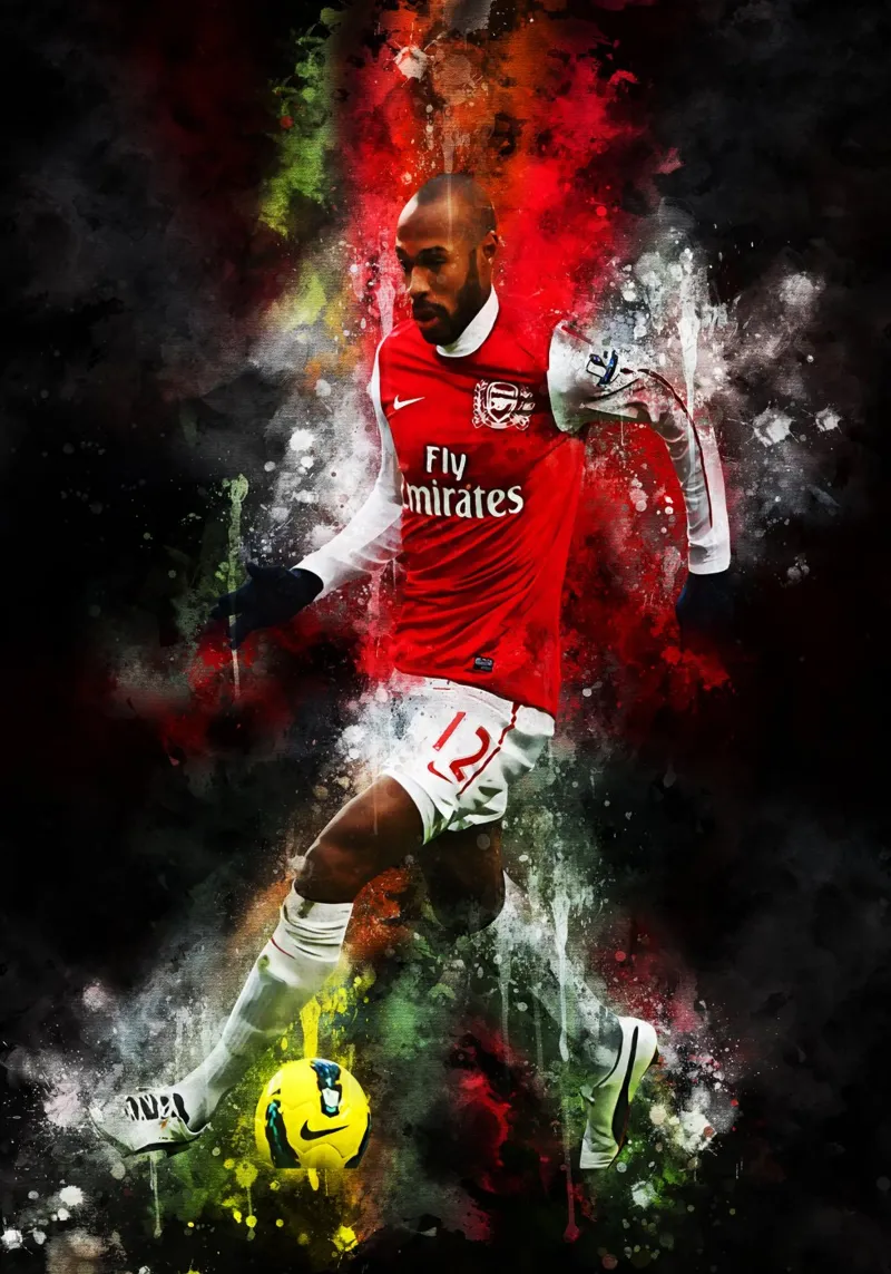 Thierry Henry Arsenal poster con telaio in legno da MasterInkArt