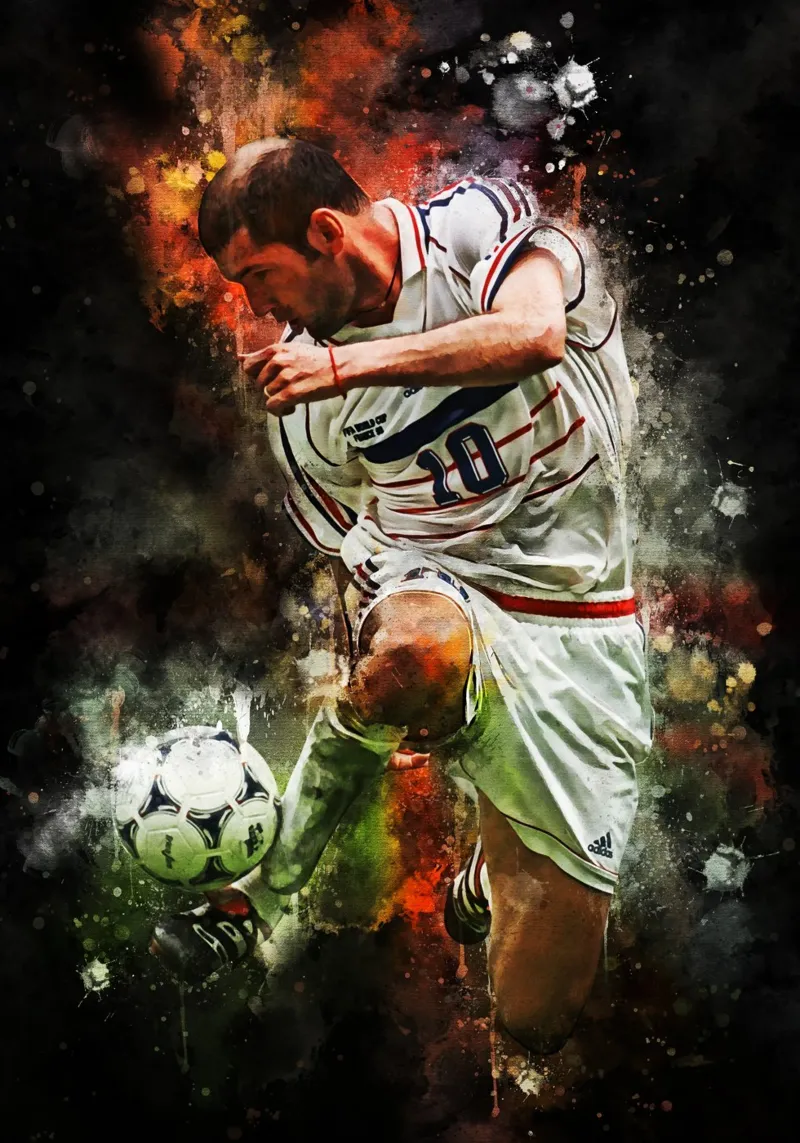 zinedine zidane poster con telaio in plastica da MasterInkArt