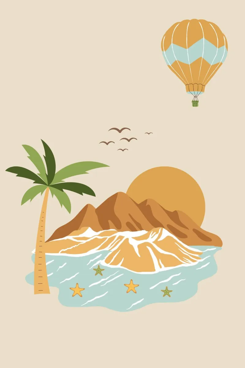 island and balloon poster con telaio in alluminio da pastel color shape