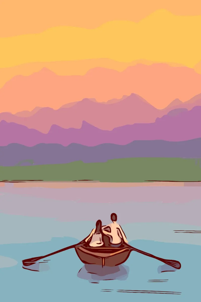 boating in the sunset poster da pastel color shape