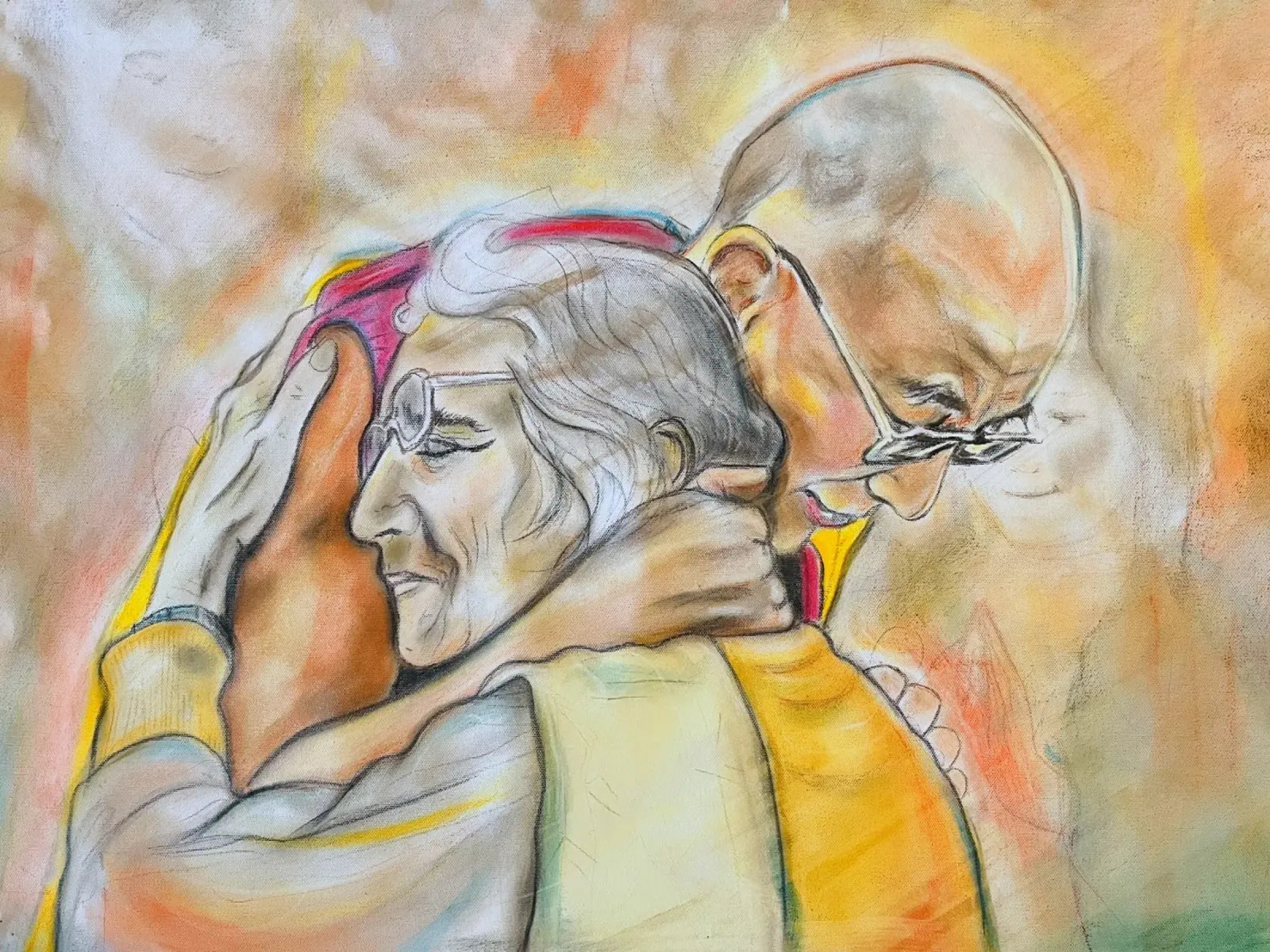 Dalai Lama, Alla luce della compassione poster con telaio in alluminio da Happy 😃 Art 🎨 by Christine Schnoell