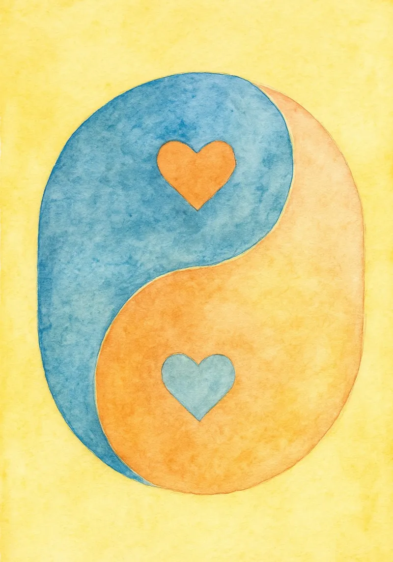 amore yin yang pittura colorata poster con telaio in legno da vickeyroads