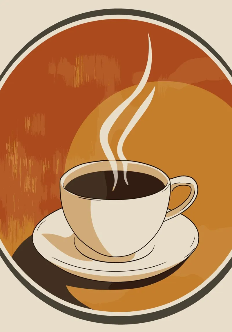Coffee break in retro style canvas with Floater frame by pixelbull - medieval art and more