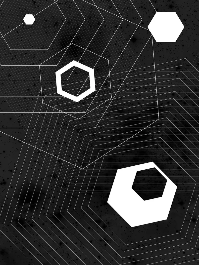 Geometrico in bianco e nero poster con telaio in legno da Sabine Klein