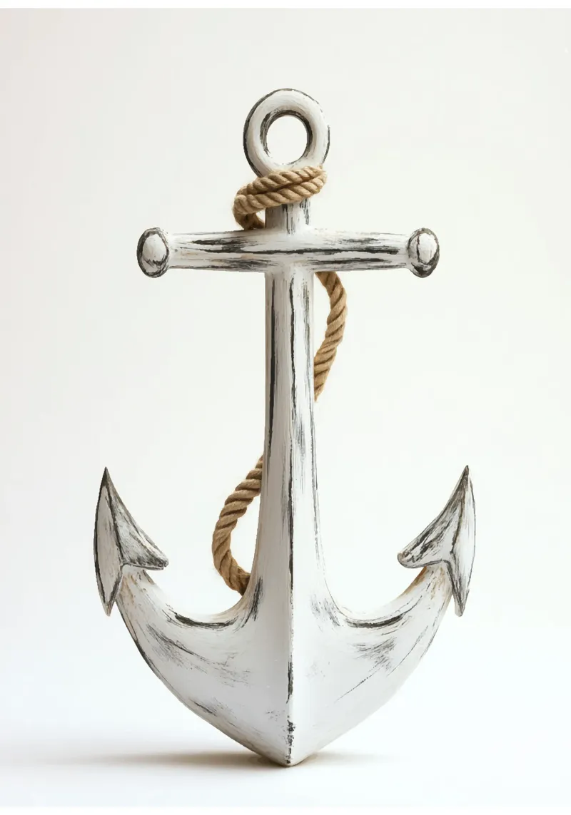 Rustic anchor with rope canvas with Floater frame by pixelbull - medieval art and more
