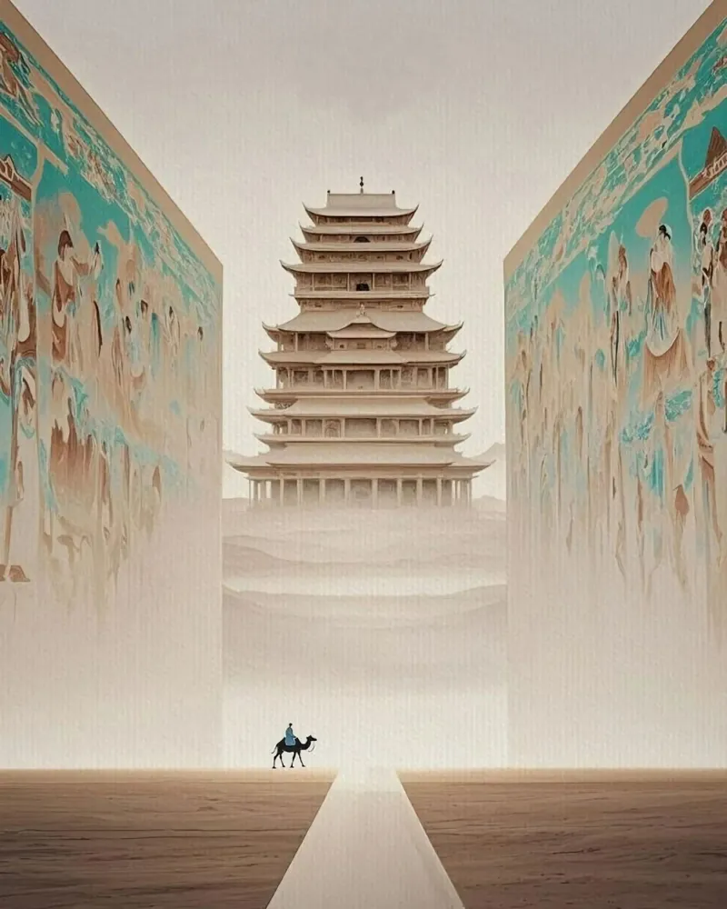 riding through the tower poster con telaio in alluminio da miracle