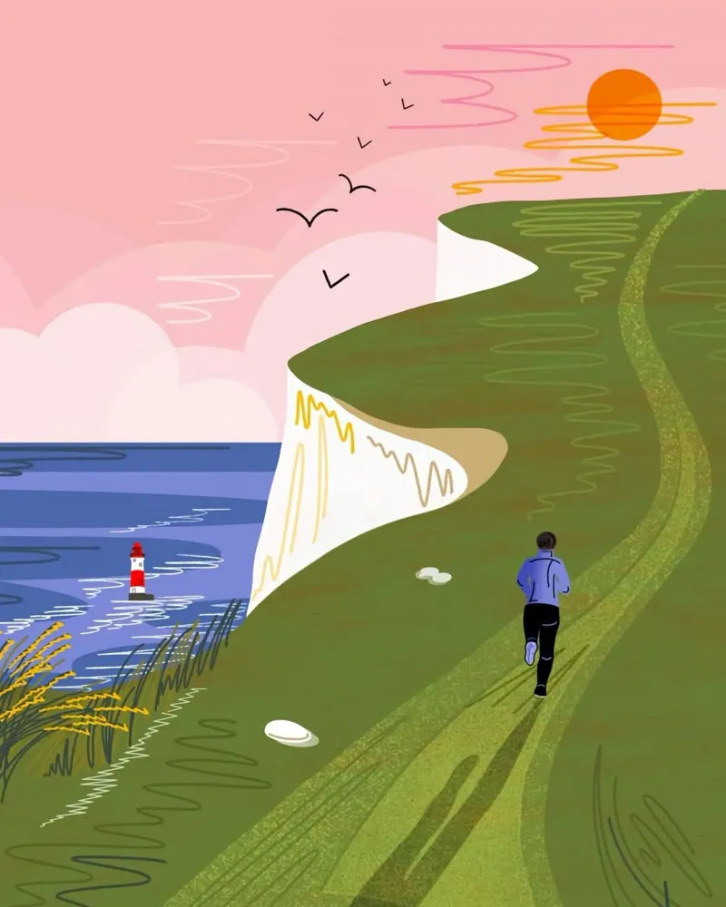 running to the sun poster con telaio in legno da lifeline