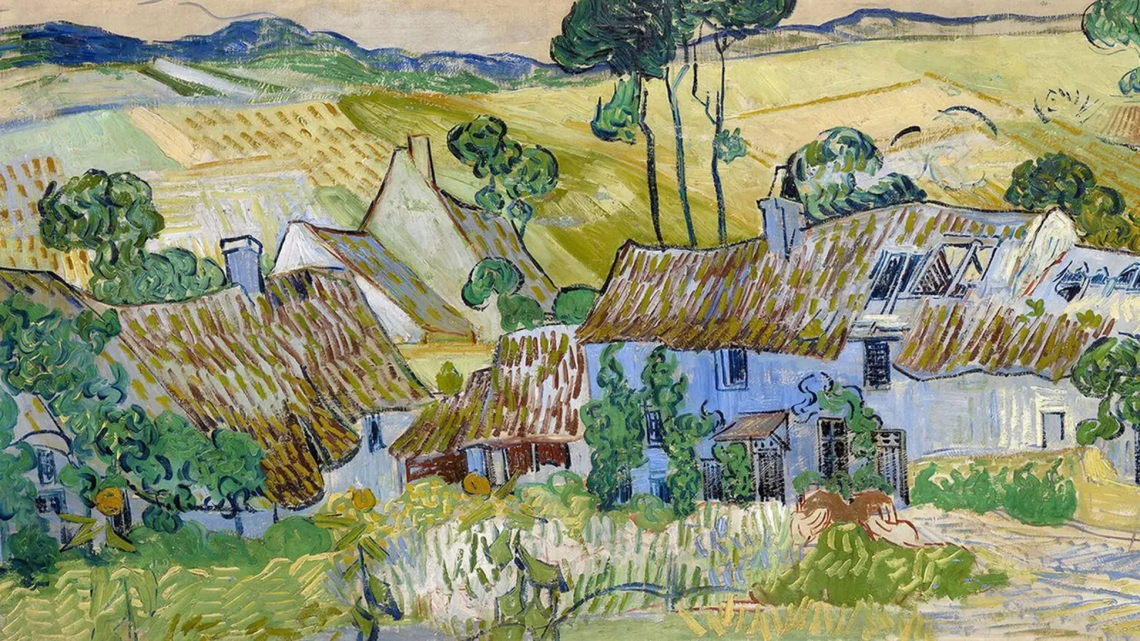 Aziende agricole vicino a Auvers poster con telaio in legno da Christopher Soto