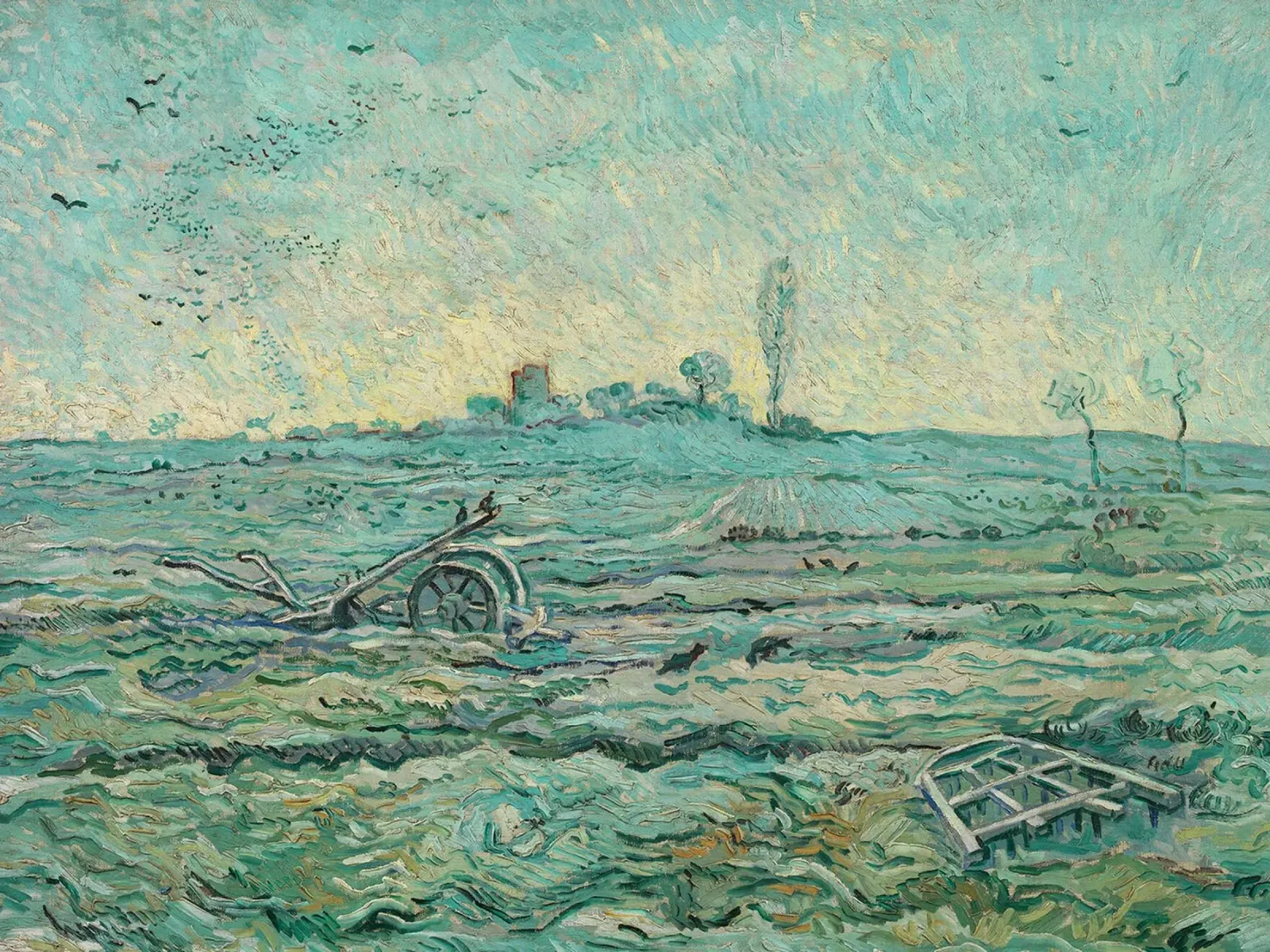 Campo coperto di neve, 1890 poster con telaio in alluminio da Christopher Soto