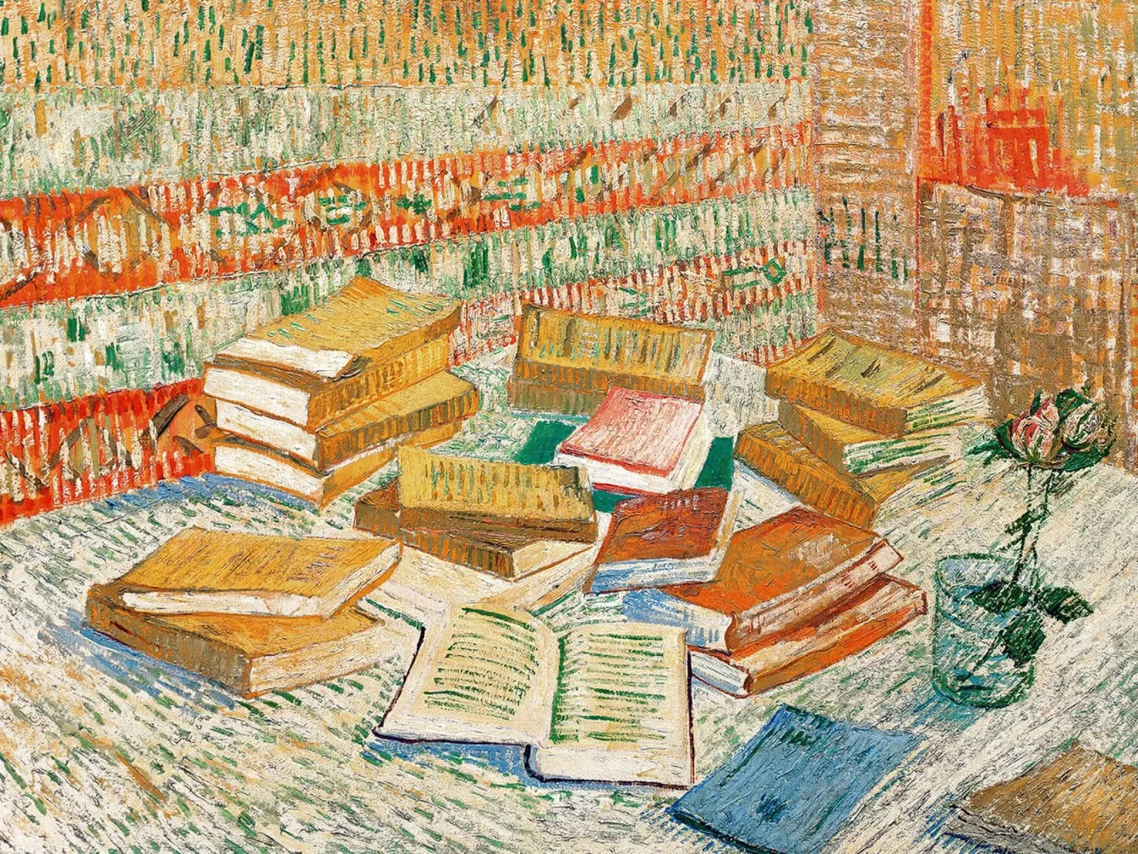 I libri gialli poster con telaio in legno da Christopher Soto