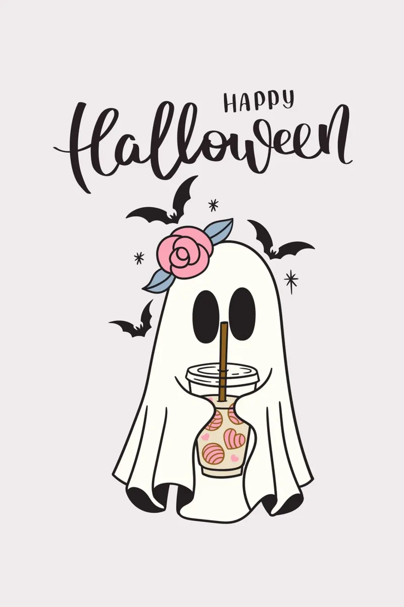 Happy Halloween ghost with field mice canvas with Floater frame by ArtDesign by KBK