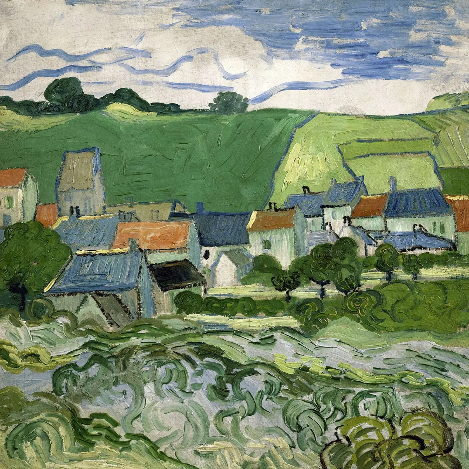 Vista su Auvers poster con telaio in plastica da Christopher Soto
