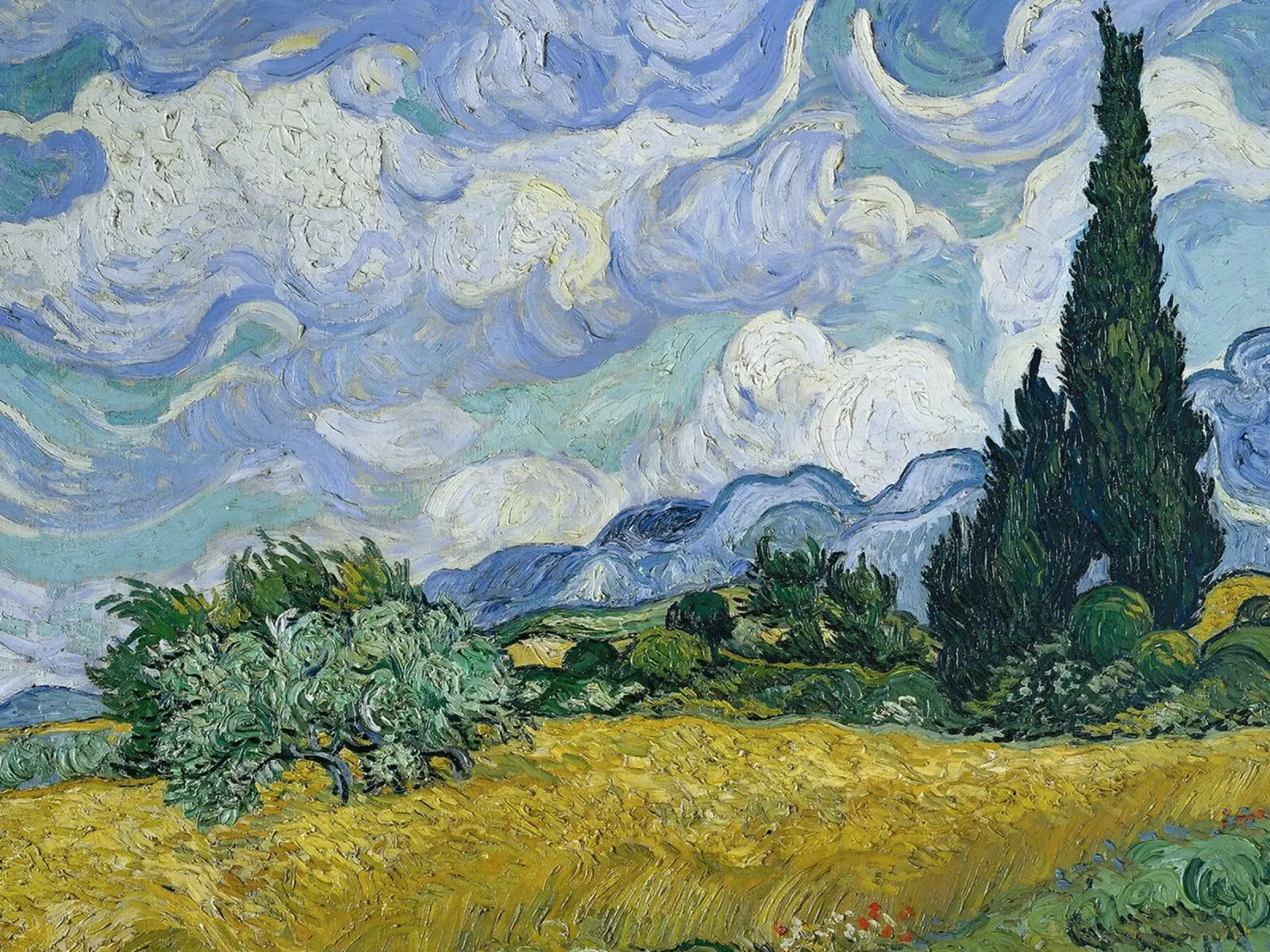Campo di grano con cipressi, 1889 poster con telaio in plastica da Christopher Soto