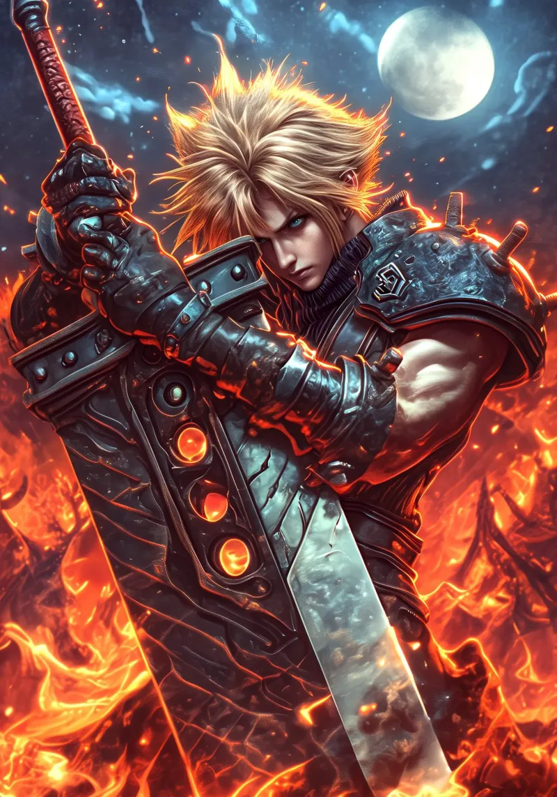 Cloud Strife Final Fantasy FFVII poster de Fleur de Lys