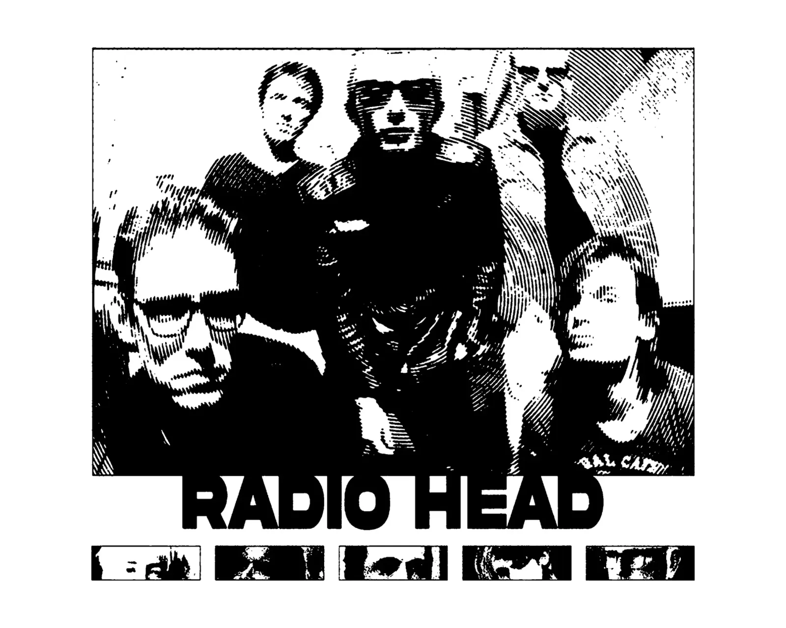 Groupe rétro Radiohead poster avec cadre en bois de https://www.juniqe.com/uk/shop/Henndraws