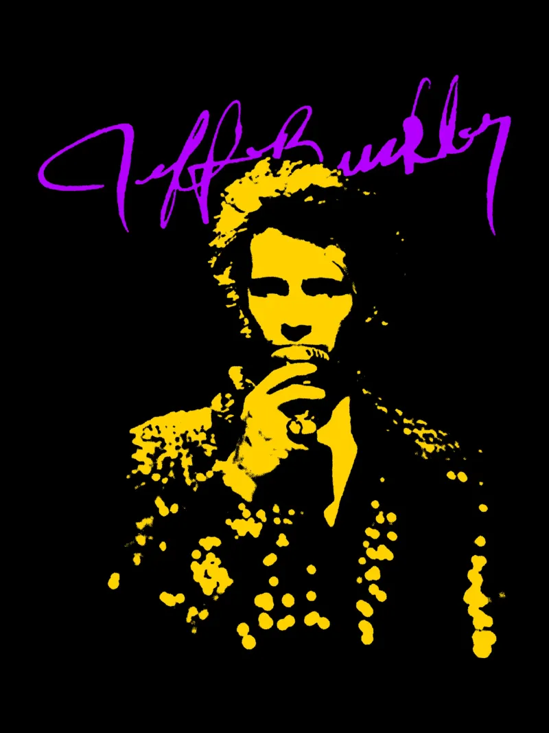Sagoma d'epoca Jeff Buckley tela con Cornice a cassetta da https://www.juniqe.com/uk/shop/Henndraws