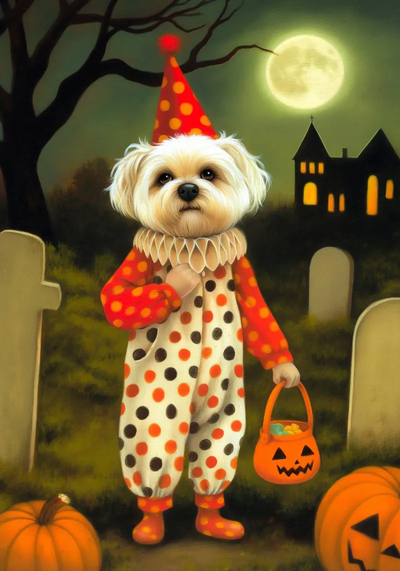 Cane clown di Halloween tela con Cornice a cassetta da Voxel Visionaries