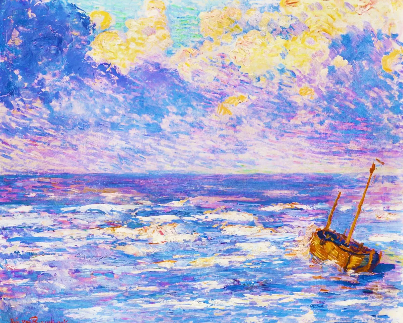 Pluie fine (1887) di Théo Van Rysselberghe poster con telaio in alluminio da Classic Art Prints