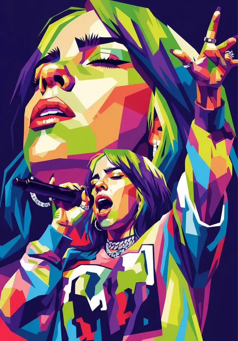 Esibizione di Billie Eilish poster con telaio in legno da Hantamrata