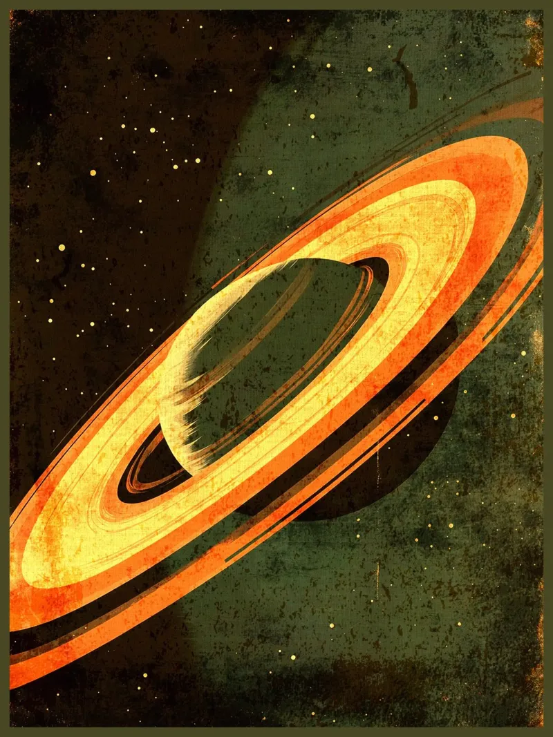 Visita gli Anelli di Saturno poster con telaio in alluminio da David Müller