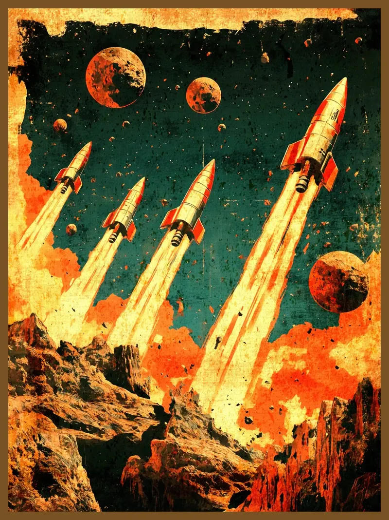 Razzi spaziali retrò poster da David Müller