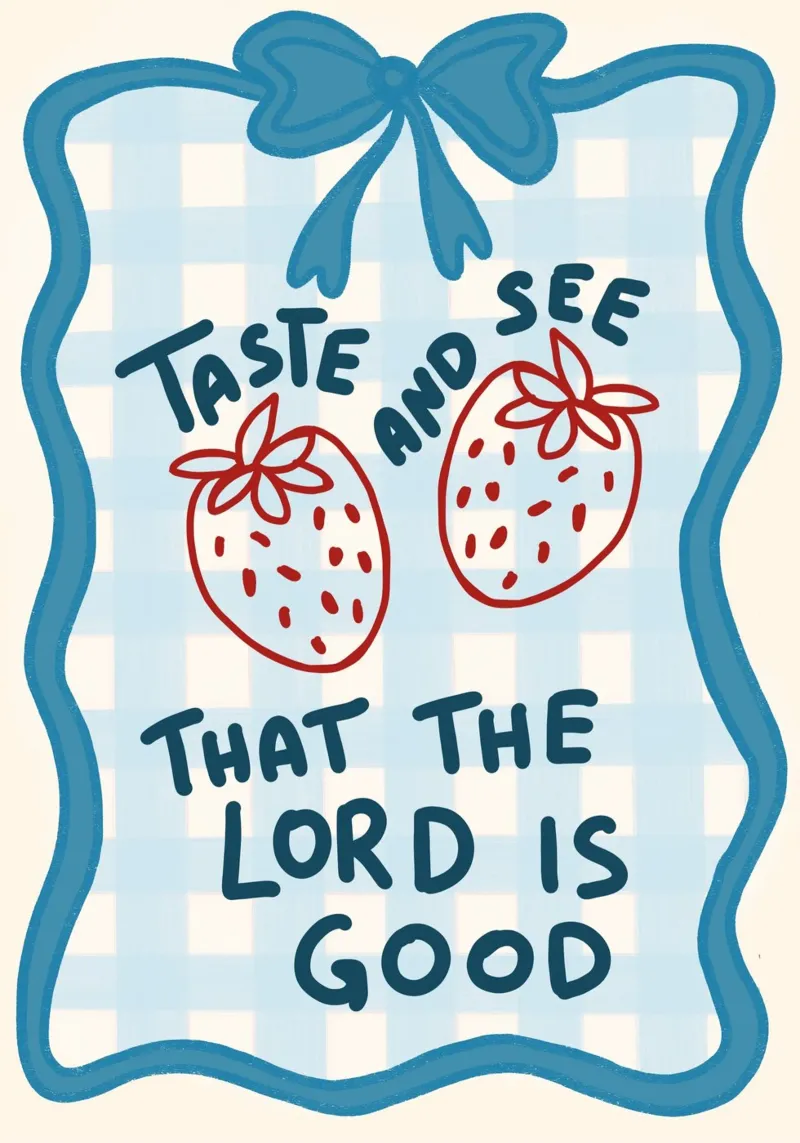 Proef en zie - Psalm 34:8 Christelijke Kunstdruk canvas met Baklijst van vintagepod