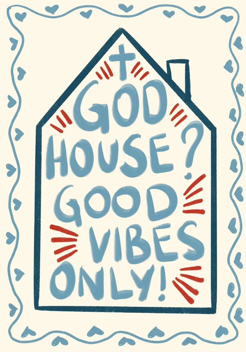 God's House Good Vibes Only - Christian Art Print canvas with Floater frame by vintagepod