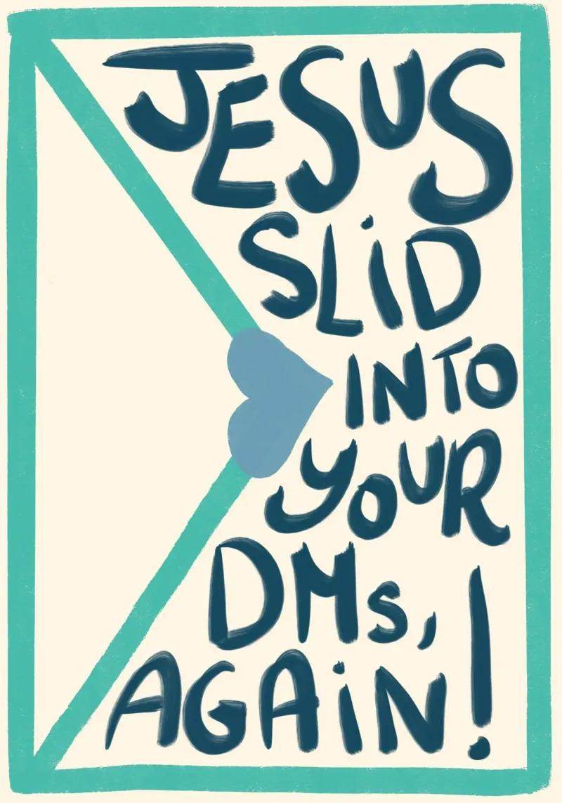 Jesus Slid Into Your DMs - Funny Christian Art Print lienzo con Marco flotante de vintagepod