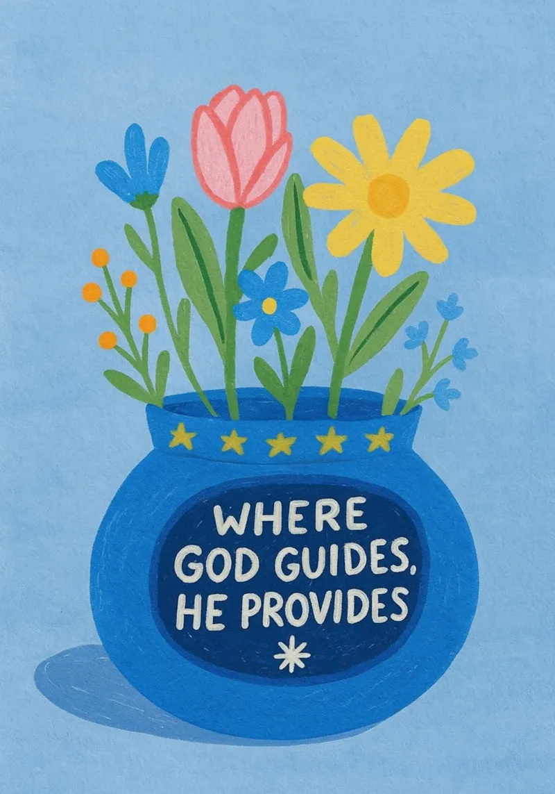 Where God Guides, He Provides - Floral Art Print canvas with Floater frame by vintagepod